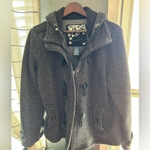 Charcoal Gray Pea Coat with Toggle Buttons